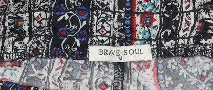 Womens UK Size M Brave Soul Relaxed Fit Wide-Leg Multicoloured Trousers