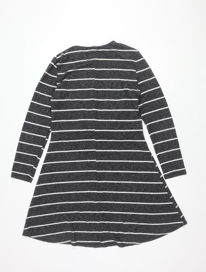 Dorothy Perkins Women's Grey Striped Shift Dress Size 18