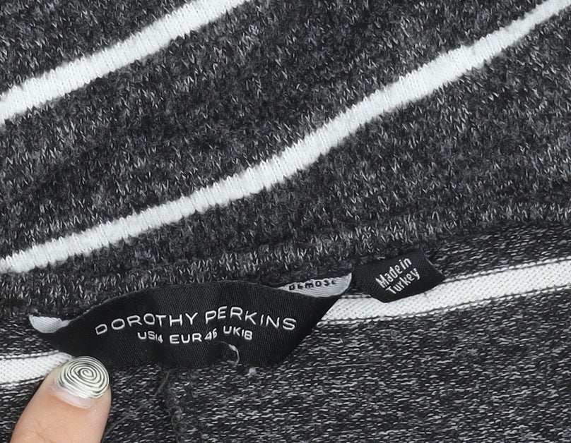 Dorothy Perkins Women's Grey Striped Shift Dress Size 18