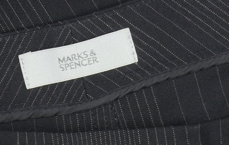 Marks and Spencer Men's Black Striped Trousers Size 10
