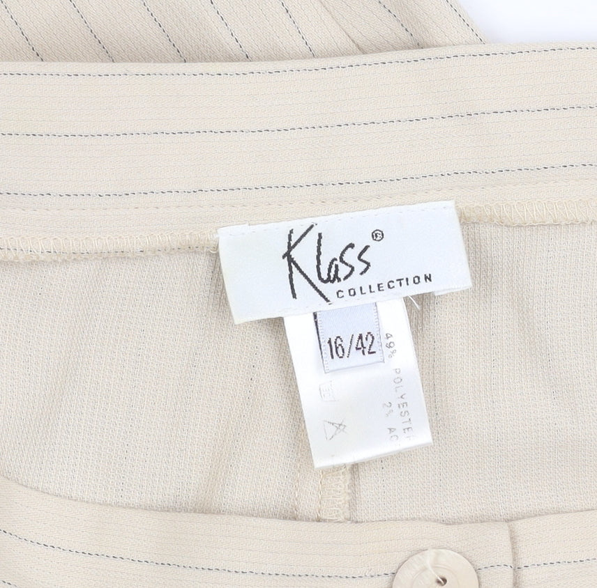 Klass Unisex Beige Striped Trousers Size 16
