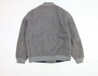 Mens UK Size L Indigo Grey Bomber Jacket