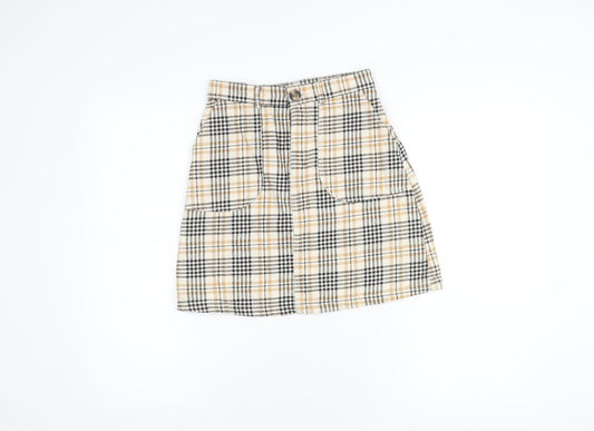 Monki Women's Multicoloured A-Line Cotton Skirt Size 4