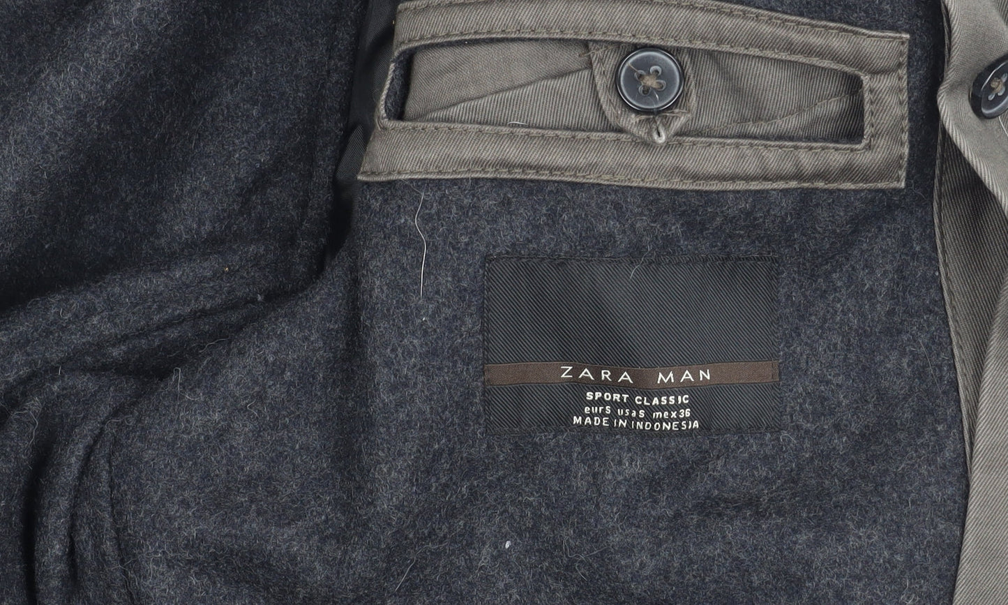 Zara Man Brown Military Jacket for Men - Size S