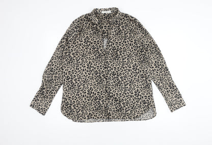 MNG Women's Multicoloured Animal Print Button-Up Shirt