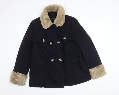 Womens UK Size 12 Topshop Black Pea Coat