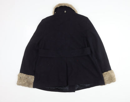 Womens UK Size 12 Topshop Black Pea Coat
