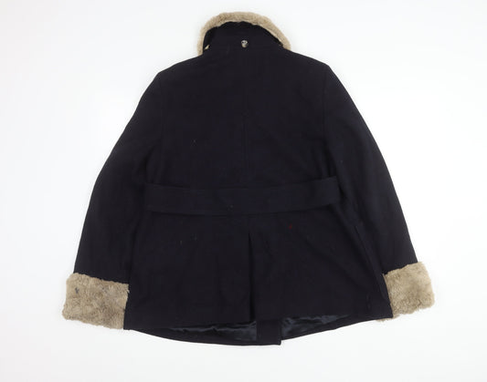 Womens UK Size 12 Topshop Black Pea Coat