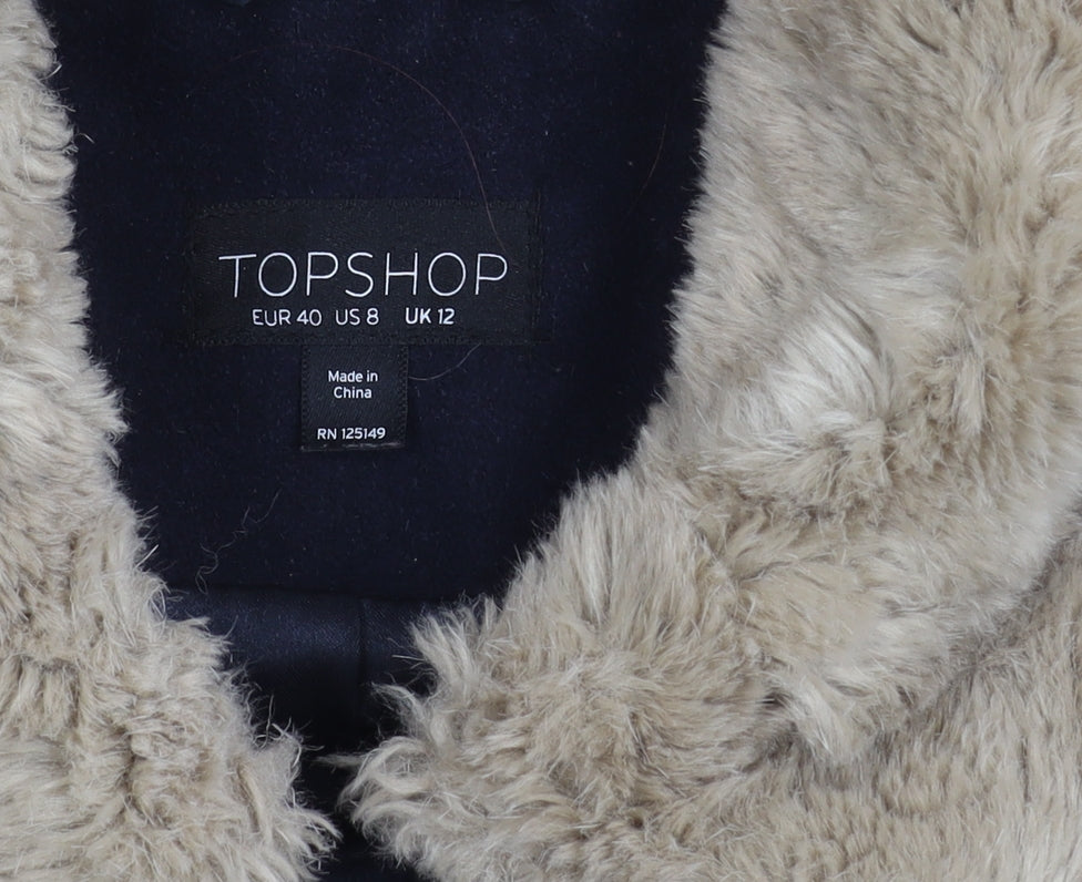 Womens UK Size 12 Topshop Black Pea Coat