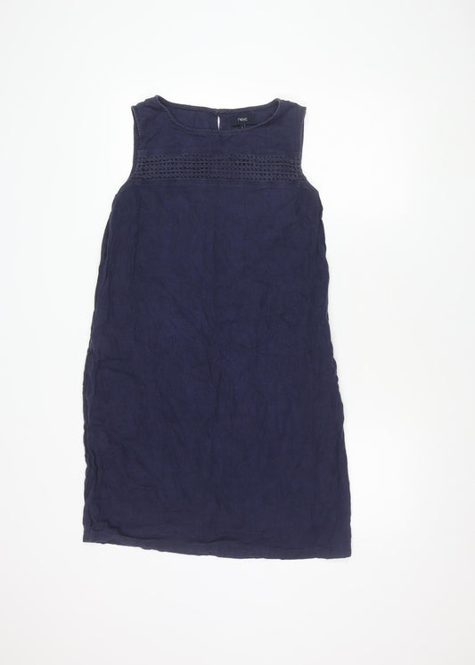 Next Women's Blue Sleeveless Dress 12 with Crochet Accent