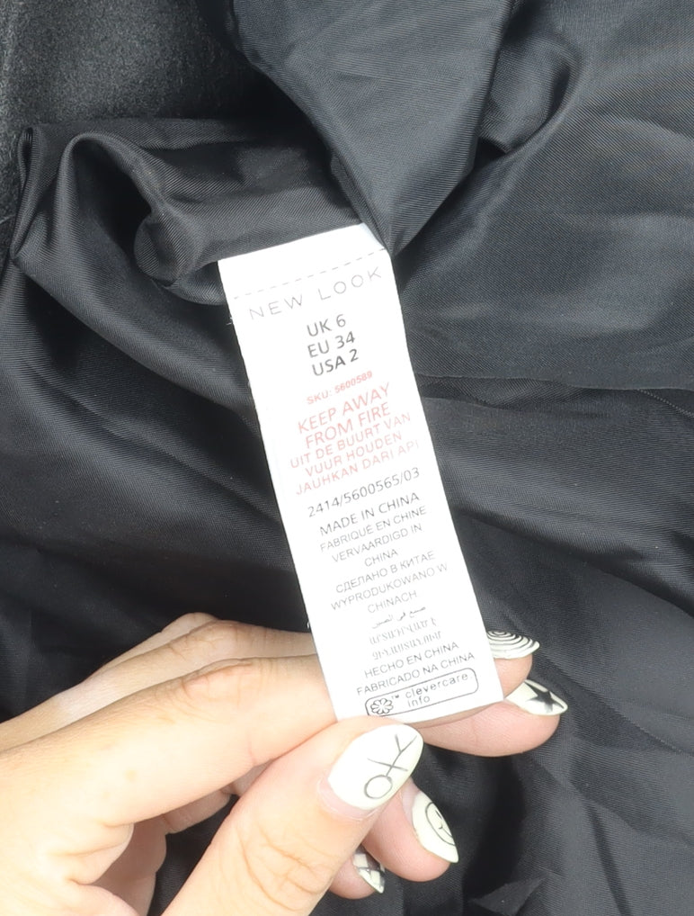 Womens UK Size 6 New Look Black Overcoat