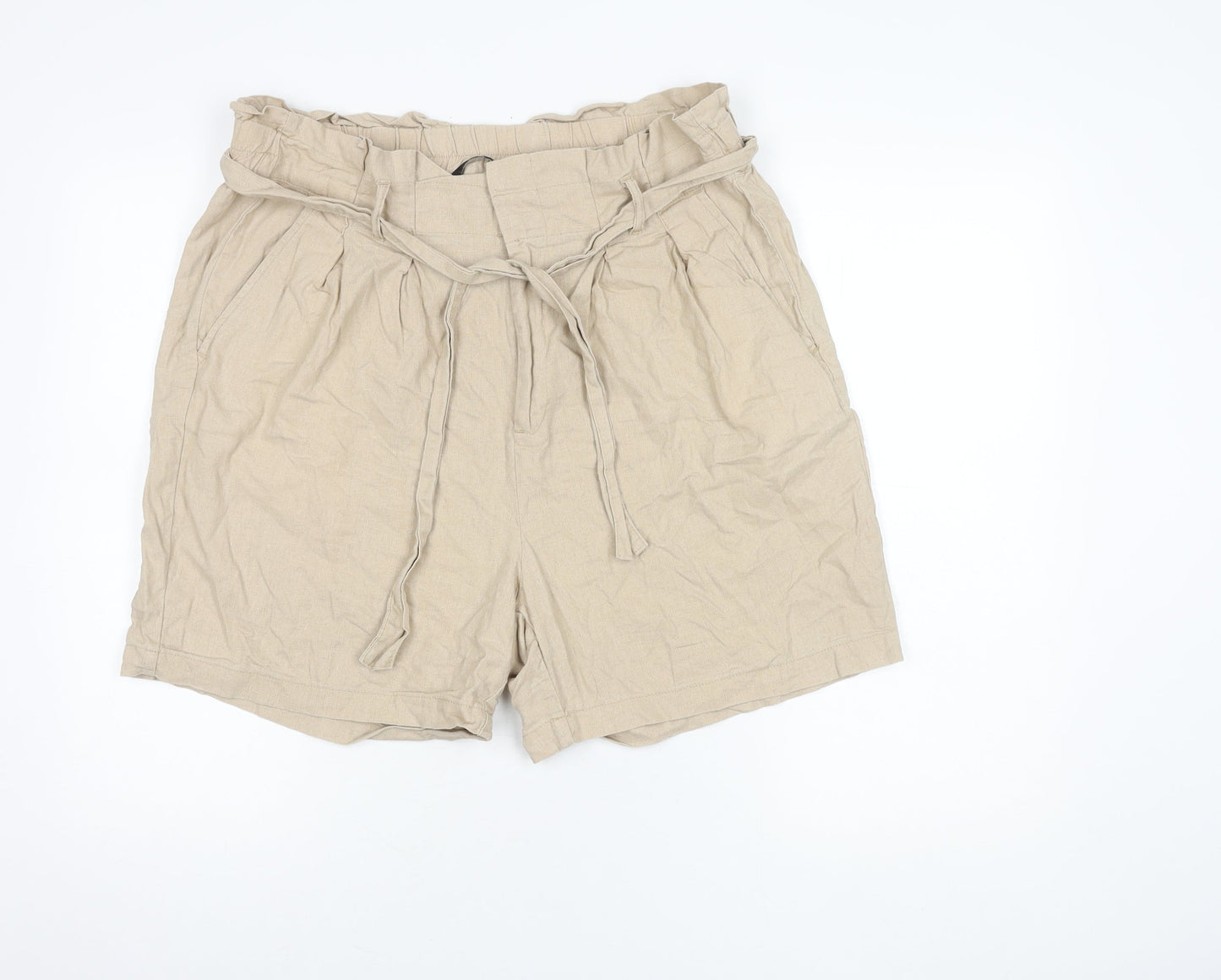Vero Moda Women's Beige Paperbag Linen Shorts Size 16