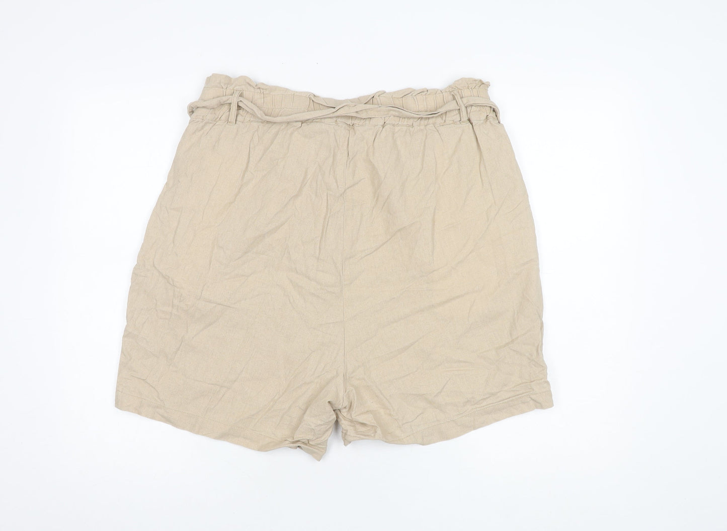 Vero Moda Women's Beige Paperbag Linen Shorts Size 16