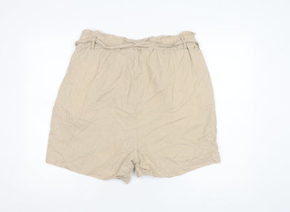 Vero Moda Women's Beige Paperbag Linen Shorts Size 16