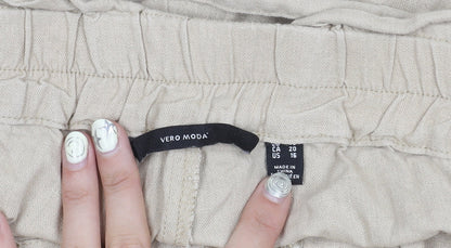 Vero Moda Women's Beige Paperbag Linen Shorts Size 16