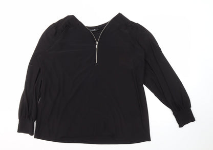 Womens UK Size L Wallis Black Basic Blouse