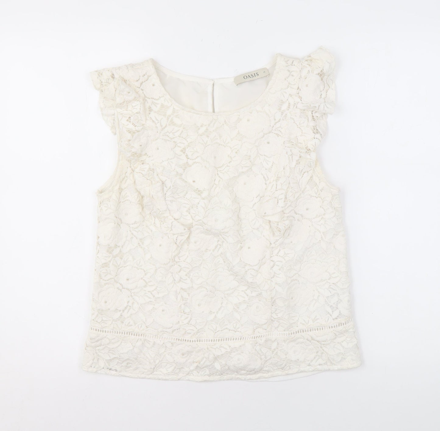 Womens UK Size 12 Oasis Ivory Basic Blouse