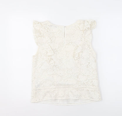 Womens UK Size 12 Oasis Ivory Basic Blouse