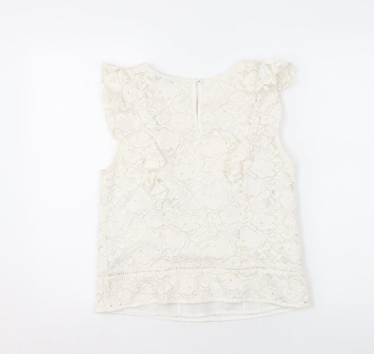 Womens UK Size 12 Oasis Ivory Basic Blouse