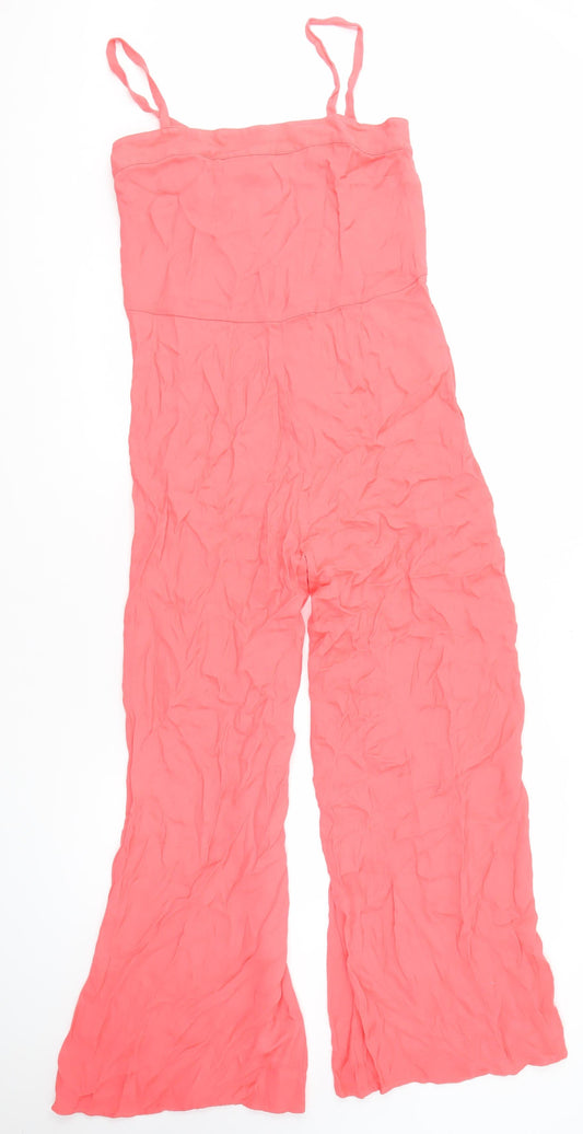 French Connection Women's Pink Jumpsuit, Size 6, Sleeveless, Wide-Leg