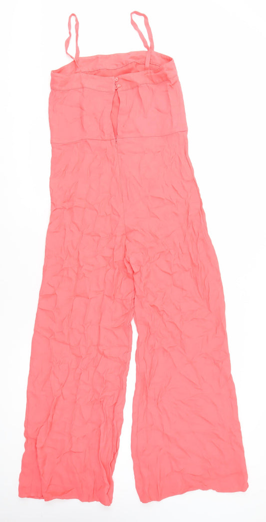 French Connection Women's Pink Jumpsuit, Size 6, Sleeveless, Wide-Leg