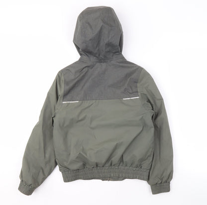 Quechua Boys Green Hooded Windbreaker Jacket, Size 7-8 Years
