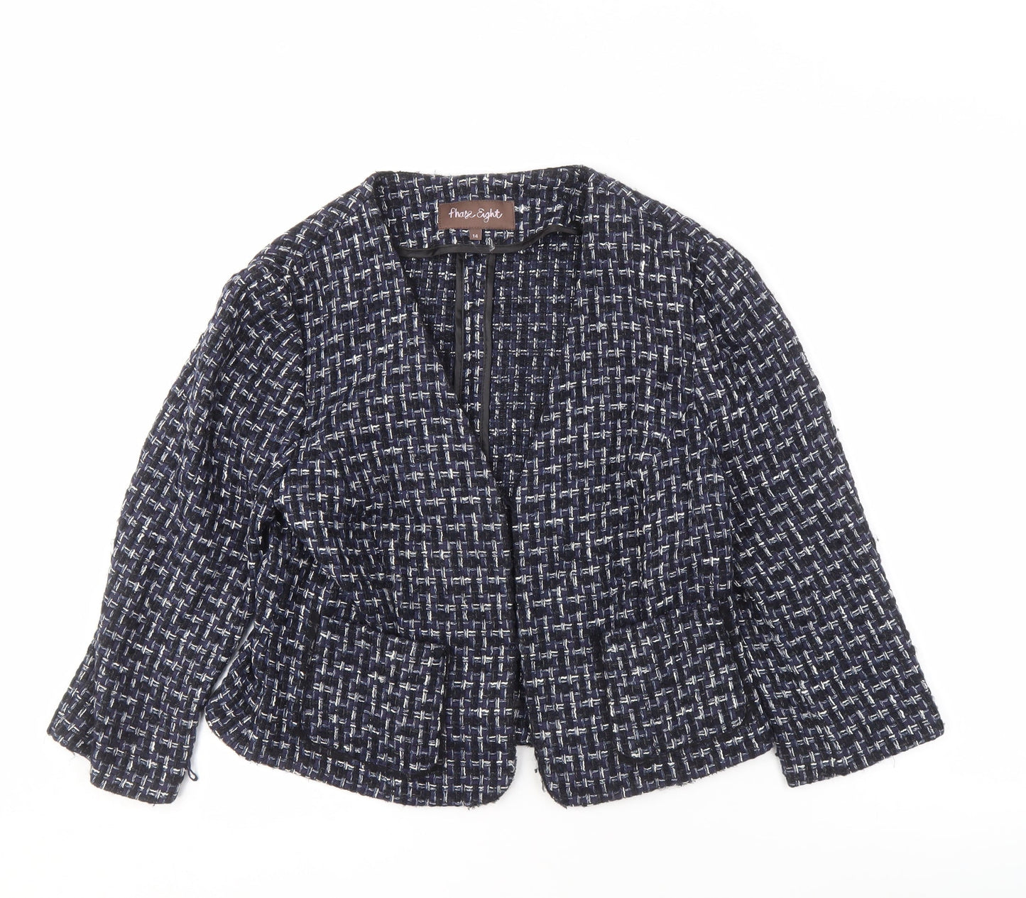 Phase Eight Women's Blue Check Bouclé Blazer Size 14