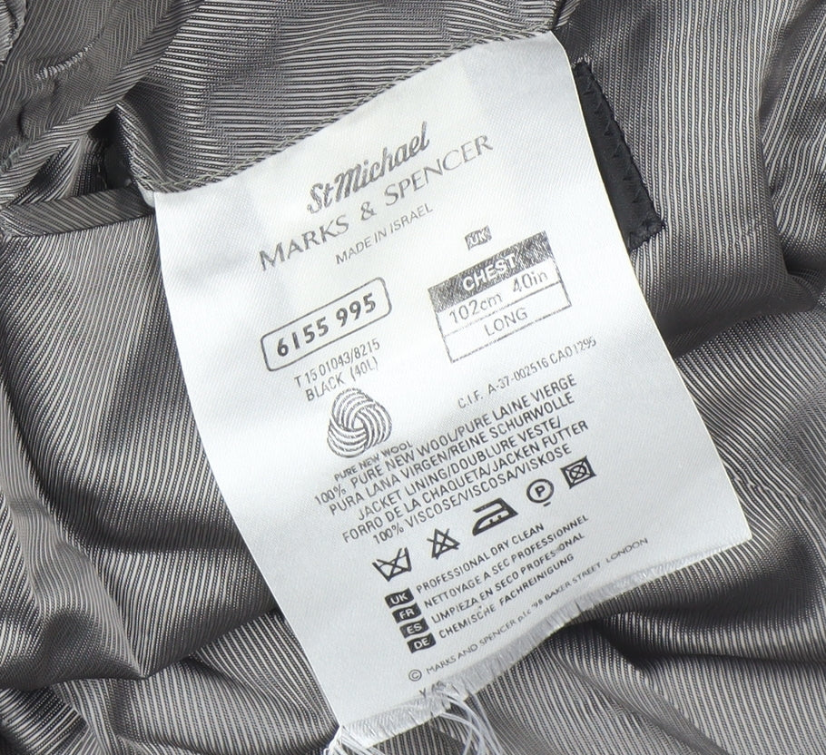 Mens UK Size 40 Marks and Spencer Regular Black Suit Jacket