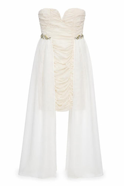 Quiz Women's Ivory Sheath Dress Size 8 Strapless