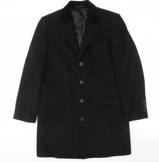 Atrium Men's Black Wool Blend Overcoat, M