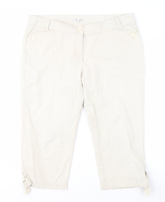 Laura Ashley Womens Beige Capri Trousers Size 18
