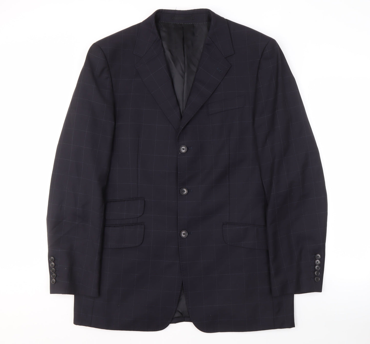 Next Men's Black Check Blazer 42L Formal Luxury