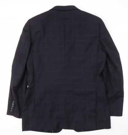Next Men's Black Check Blazer 42L Formal Luxury