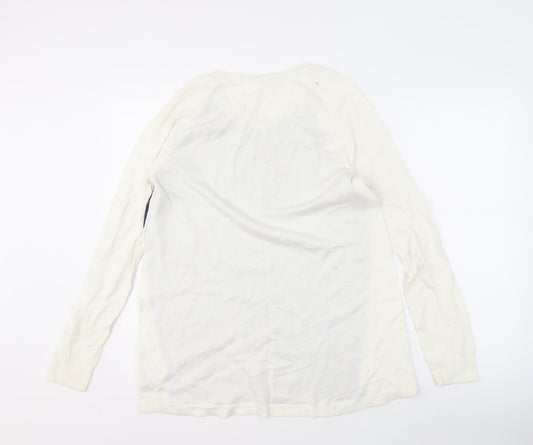 Gap Women's Ivory & Blue Cotton Raglan Jumper L