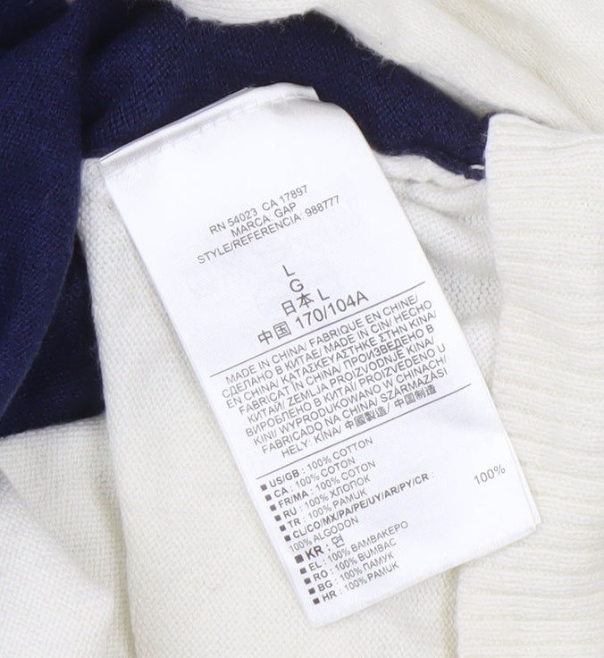 Gap Women's Ivory & Blue Cotton Raglan Jumper L