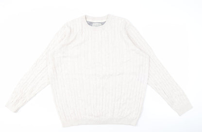 Racing Green Men's Ivory L Cable-Knit Jumper Pullover