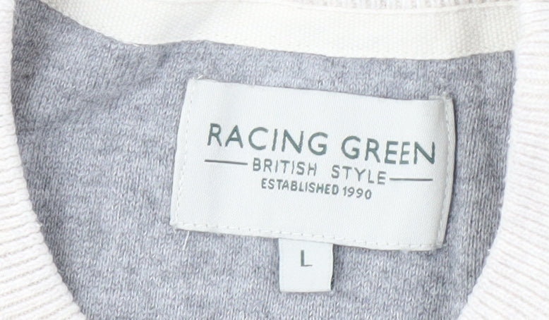 Racing Green Men's Ivory L Cable-Knit Jumper Pullover
