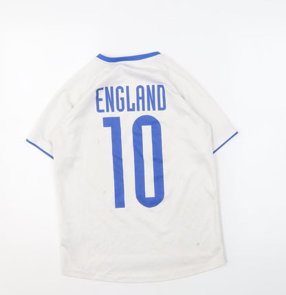 H&M Boys White Football Jersey T-Shirt, Light Stains, Size 10-12 Years