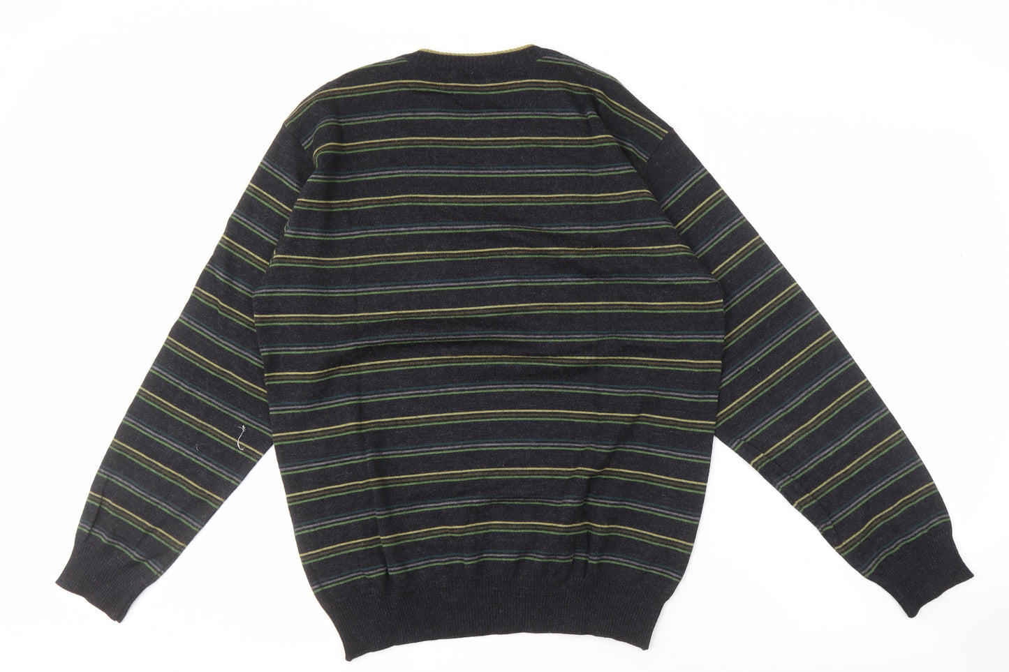 NEWS Men's Black Striped Pullover Jumper Size 2XL
