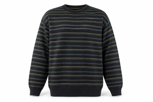 NEWS Men's Black Striped Pullover Jumper Size 2XL