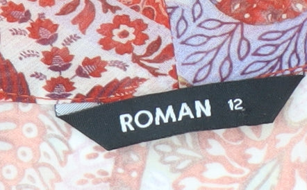 Womens UK Size 12 Roman Red Basic Blouse