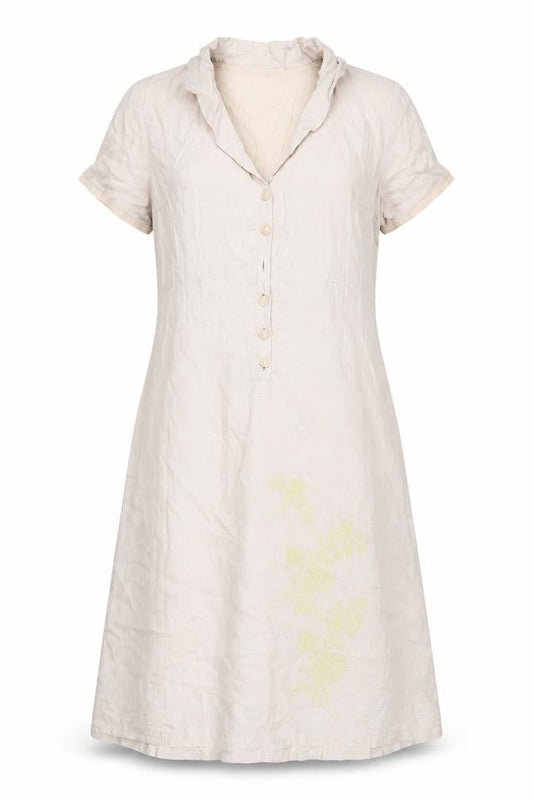 Romance Beige Cotton Women's XL Collared Dress