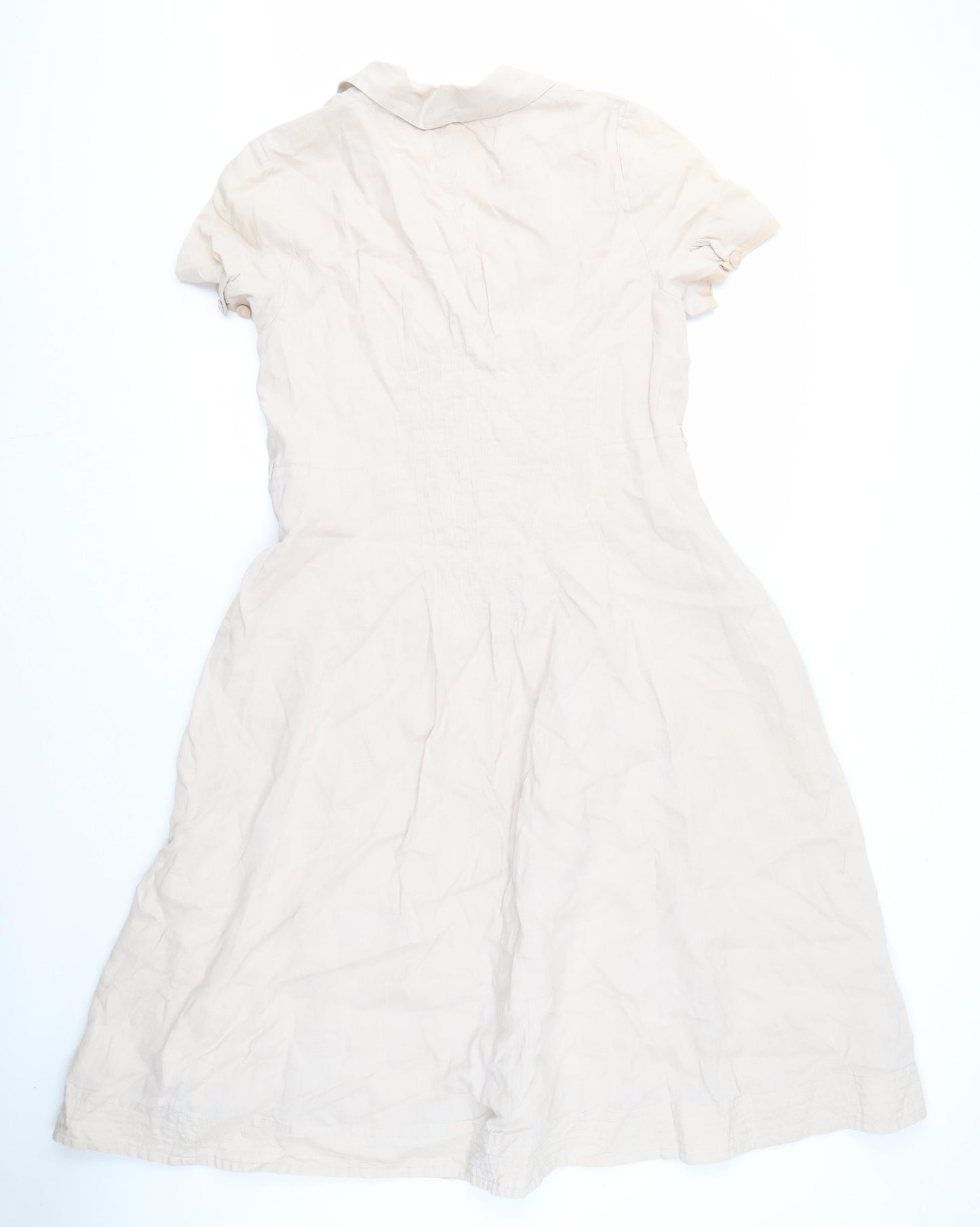 Romance Beige Cotton Women's XL Collared Dress