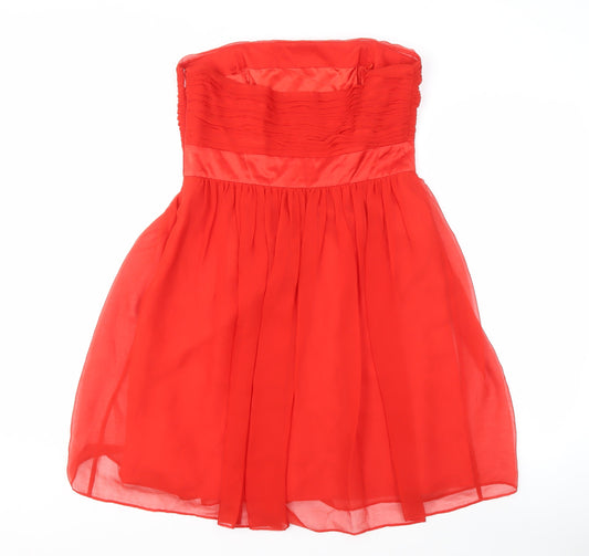 Coast Red Silk Strapless Dress Women Size 12
