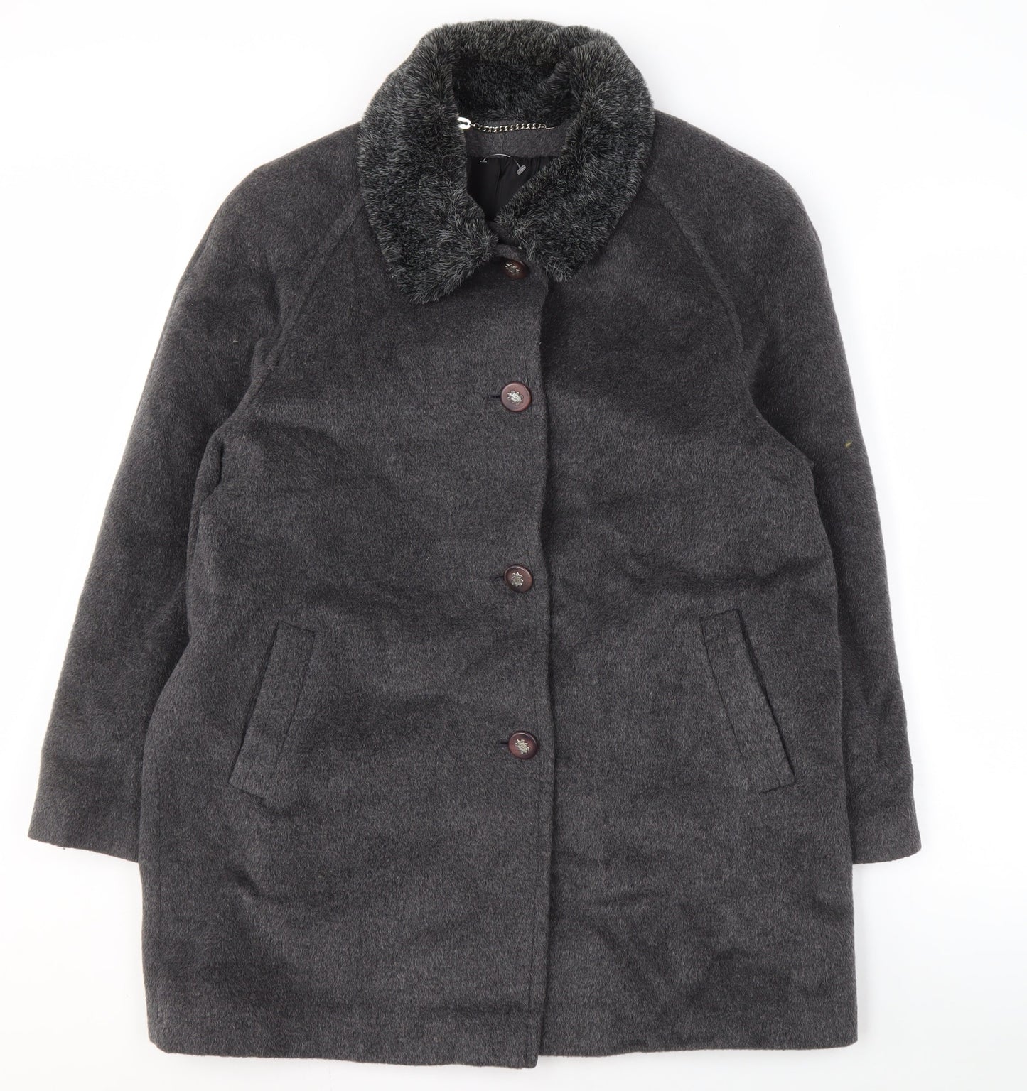 Berkertex Women's Grey Wool Overcoat Size 14 Classic Style