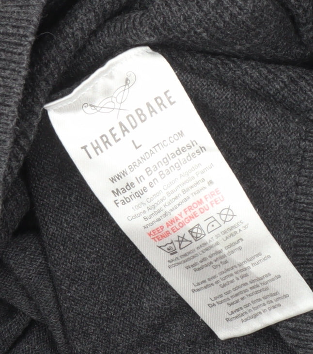 Threadbare Men's Grey Pullover Jumper L - Casual Style