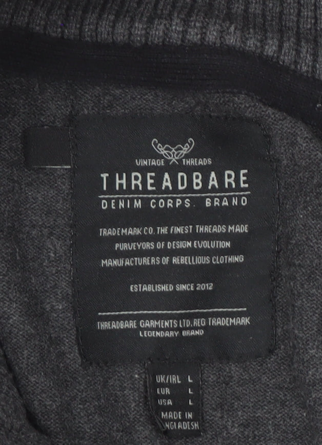 Threadbare Men's Grey Pullover Jumper L - Casual Style