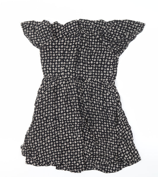 French Connection Women's Black A-Line Floral Dress