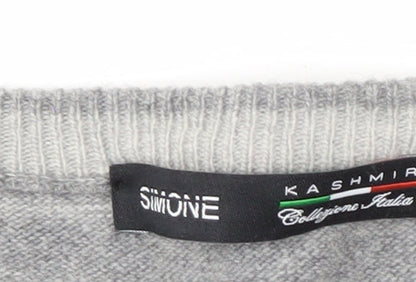 SIMONE Men's Grey 2XL Striped Wool Knit Pullover
