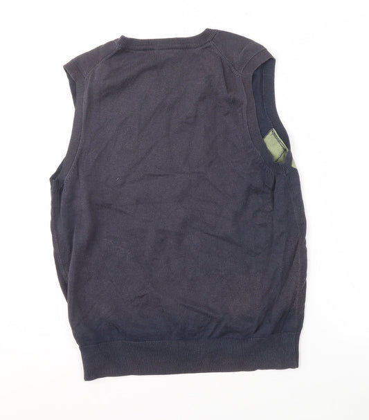 Gap Men's Black XS Argyle Vest, V-Neck, Cotton